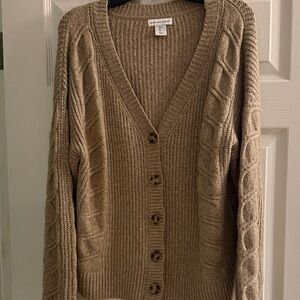cupcakes & cashmere Tan Cable Knit Cardigan